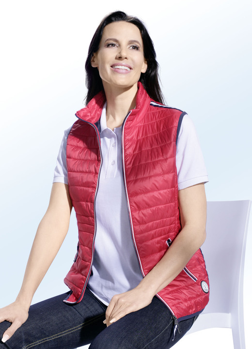 Kort - Functioneel vest met contrasterende biezen, in Größe 034 bis 052, in Farbe ROOD Ansicht 1