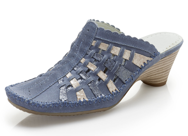 Sandalettes & slippers - ELENA EDEN mocassin sabot met contrasterende details, in Größe 036 bis 042, in Farbe JEANS Ansicht 1