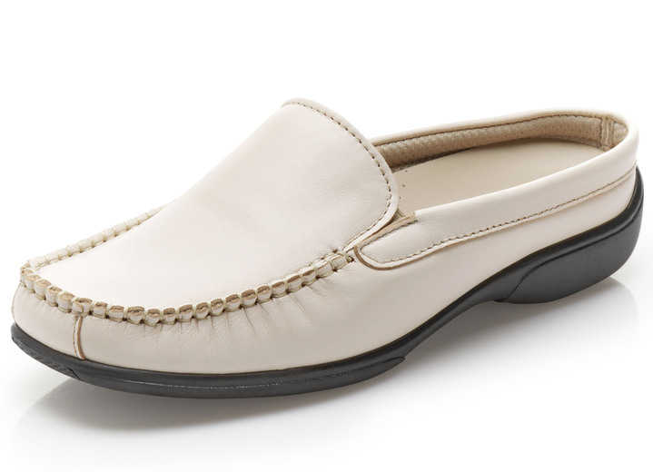 Sandalettes & slippers - ELENA EDEN mocassin sabot met elastische banden aan de zijkanten, in Größe 036 bis 042, in Farbe LICHTBEIGE Ansicht 1