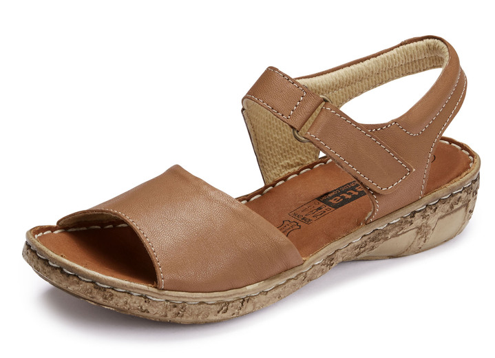 Sandalettes & slippers - ELENA EDEN sandaal met verstelbare klittenbandsluiting, in Größe 035 bis 042, in Farbe COGNAC Ansicht 1