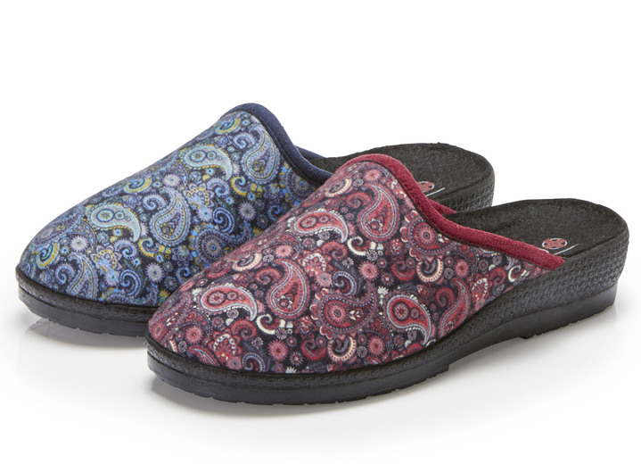 - Set van twee pantoffels met gewatteerde voering, in Größe 036 bis 042, in Farbe 1x BORDEAUX 1x BLAUW