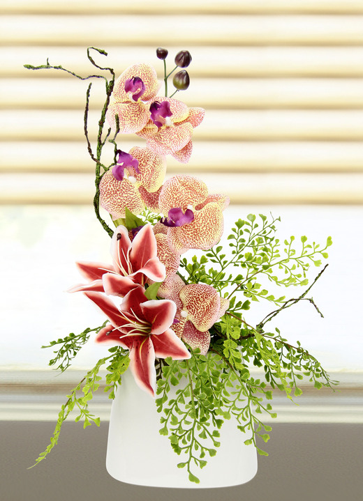 Woonaccessoires - Charmant orchideeënarrangement in een vaas, in Farbe ORANJE Ansicht 1