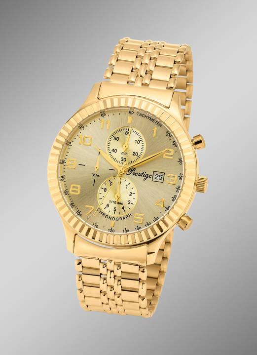 Kwartshorloges - Prestige quartz chronograaf met kast en band van fijn goud 585/-, in Farbe  Ansicht 1