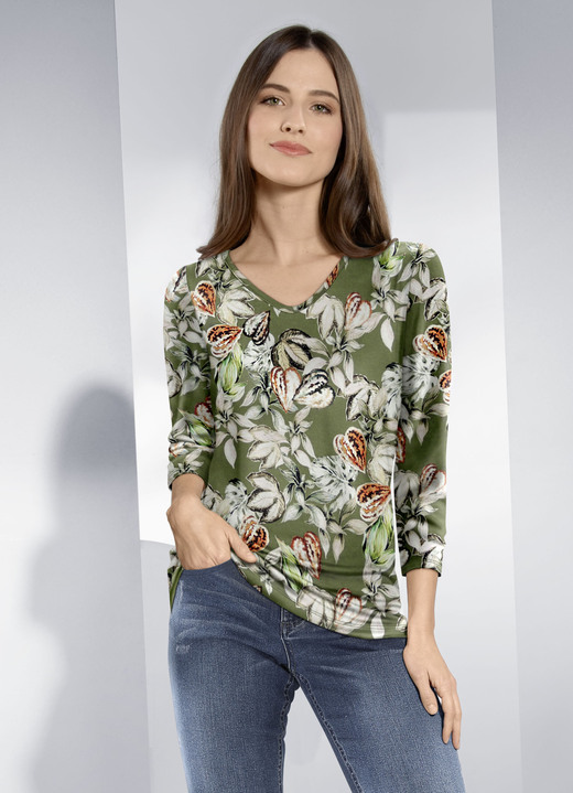 3/4-mouw - Shirt met driekwartmouwen, in Größe 036 bis 052, in Farbe OLIJF TERRACOTTA Ansicht 1