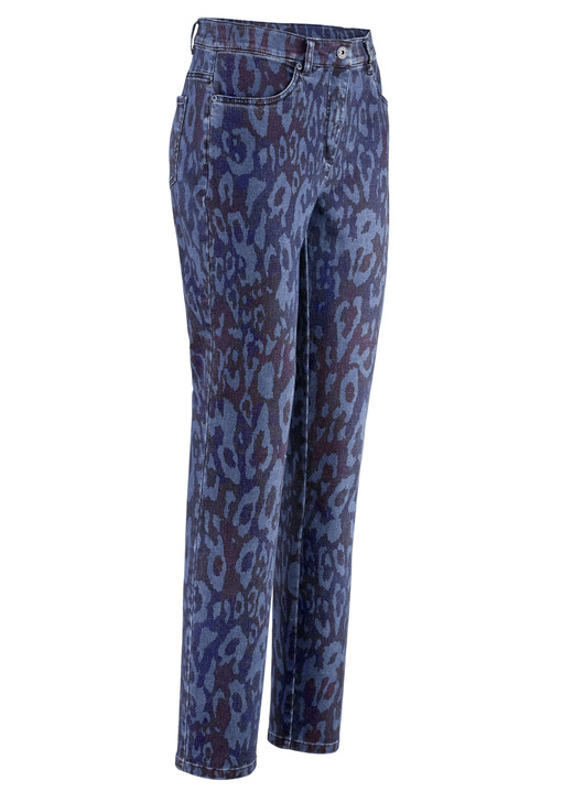 - Jeans met trendy dierenbontdessin - Jeans met trendy dierenbontdessin, in Größe 017 bis 052, in Farbe DONKERBLAUWE JEANS BLAUW-BORDEAUX