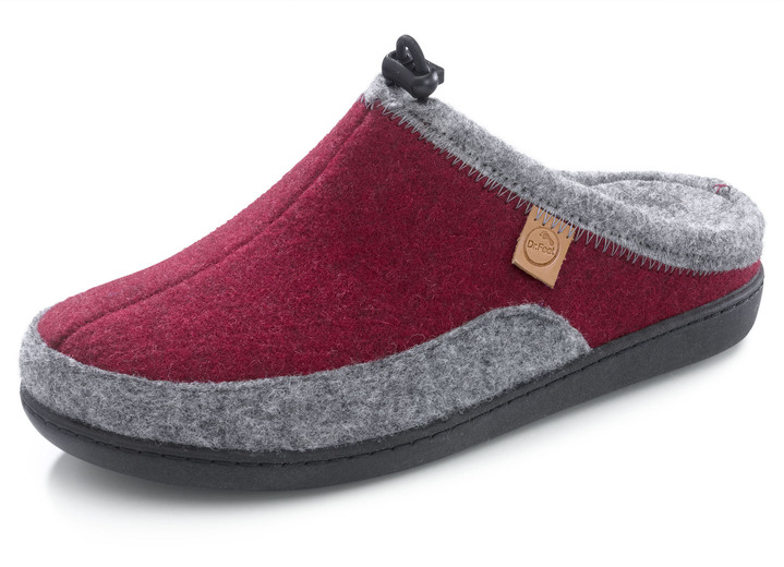 Huisschoenen - Laurina, klassieke damespantoffels, breedte H, met uitneembaar voetbed, in Größe 036 bis 042, in Farbe BORDEAUX-GRIJS Ansicht 1