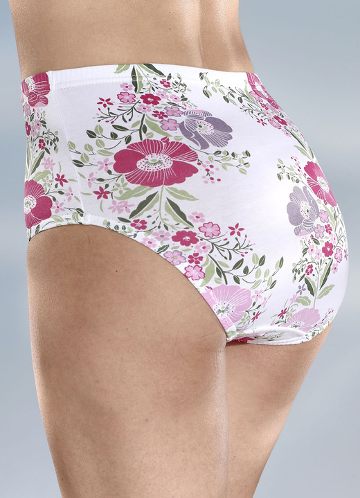 Slip - Set van vier slips met een mooi bloemdessin, in Größe 038 bis 054, in Farbe WIT-MULTICOLOR Ansicht 1