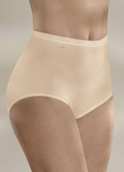 Slip - Sloggi set van drie maxislips met elastische manchetten, in Größe 038 bis 058, in Farbe HUIDKLEURIG Ansicht 1
