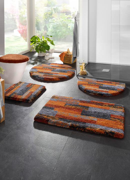 Badmatten - Badkamerset in superzachte kwaliteit, in Größe 100 (Matje, halfrond 50/80 cm) bis 112 (Toiletdekselafdekking 47/50 cm), in Farbe TERRA Ansicht 1