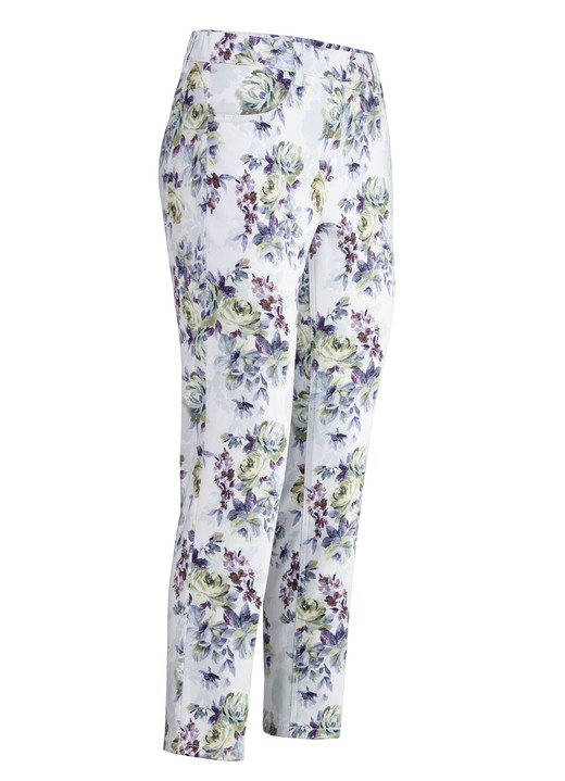 - Broek met glanzende gekleurde inkjetprint - Broek met glanzende gekleurde inkjetprint, in Größe 018 bis 052, in Farbe WIT-MULTICOLOR