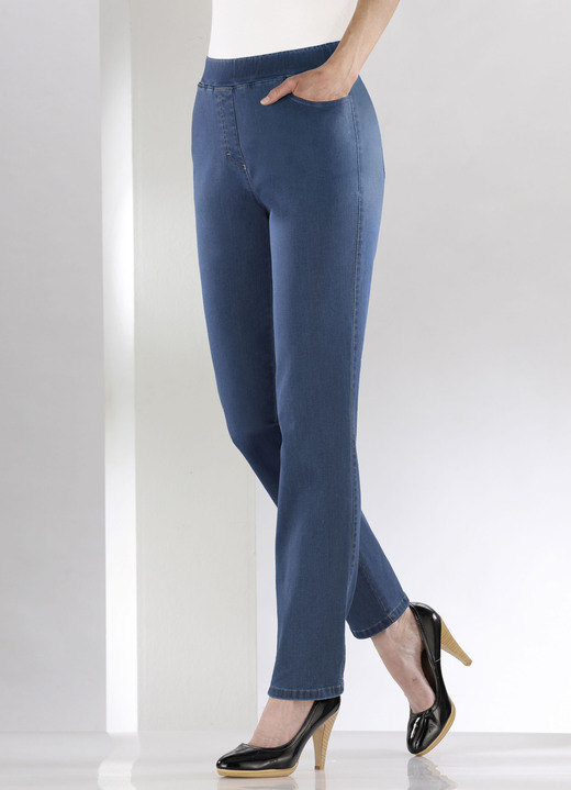 Jeans - Buikafslankende pull-on jeans, in Größe 018 bis 245, in Farbe JEANSBLAUW Ansicht 1