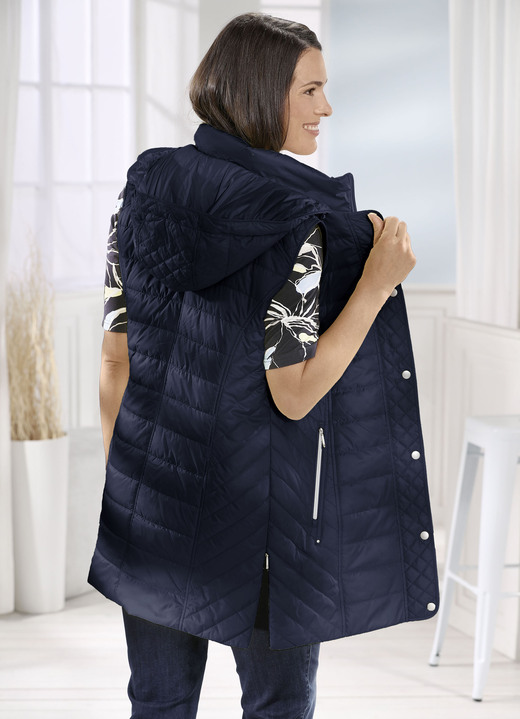 Kort - Vest met afneembare capuchon, in Größe 020 bis 060, in Farbe NAVY
