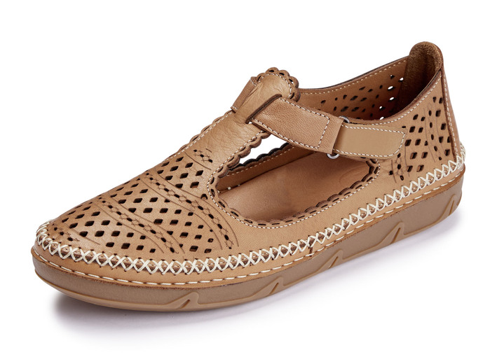 Instappers & veterschoenen - ELENA EDEN pantoffels van rundnappaleer, in Größe 036 bis 043, in Farbe COGNAC Ansicht 1