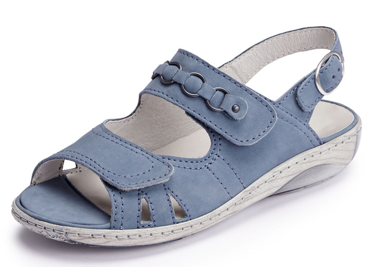 Sandalettes & slippers - Ranger sandaal gemaakt van het beste nubuckleer, in Größe 3 1/2 bis 8, in Farbe JEANS BLAUW Ansicht 1