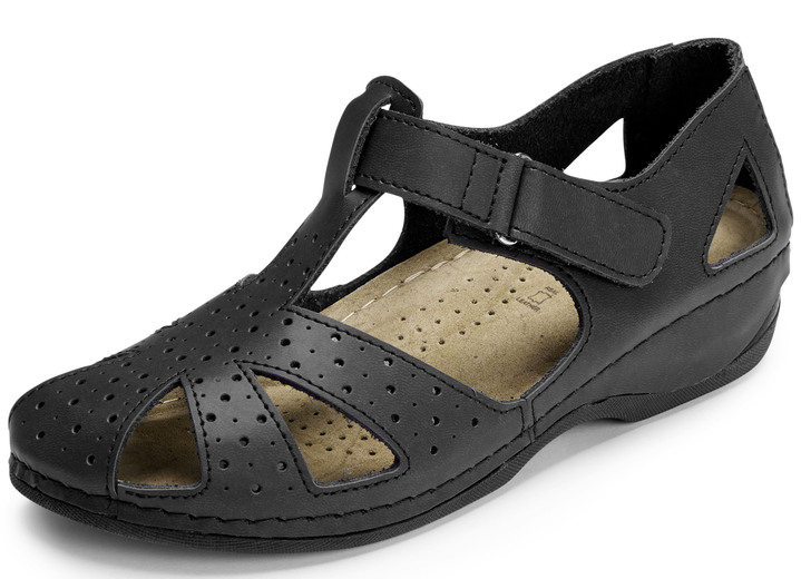 Sandalettes & slippers - ELENA EDEN, klassieke damessandalen, breedte H, met klittenbandsluiting, in Größe 036 bis 042, in Farbe ZWART Ansicht 1