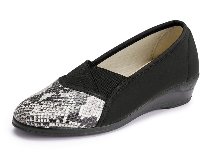 Breedte H - Slippers gemaakt van elastisch textielmateriaal, in Größe 036 bis 042, in Farbe ZWART-GRIJS Ansicht 1