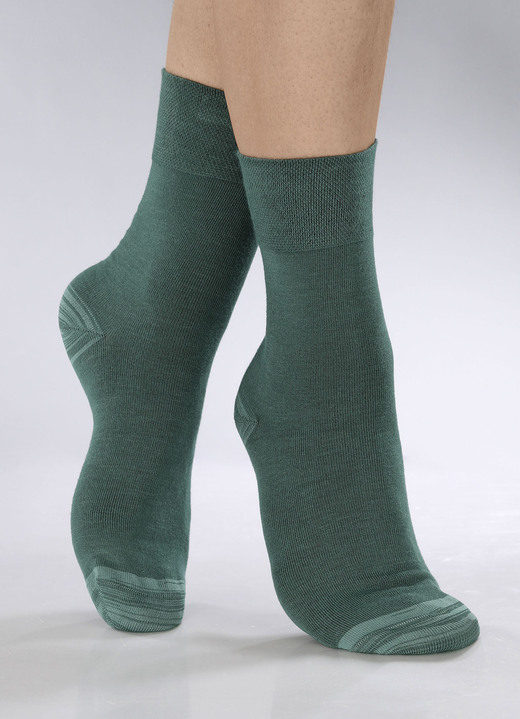Kousen - Set van zes sokken in verschillende kleuren, in Größe 1 (Schoenm. 35-38) bis 3 (Schoenm. 43-46), in Farbe 2 X GROEN, 2 X PETROL, 2 X BESSEN Ansicht 1