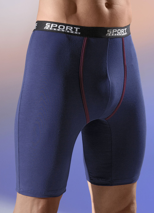 Onderbroeken - Set van twee lange broeken met elastische tailleband, in Größe 005 bis 011, in Farbe 1X BLAUW, 1X ZWART