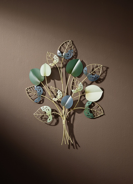 Woonaccessoires - Wanddecoratie bladeren gemaakt van ijzer, in Farbe GROEN-GOUD