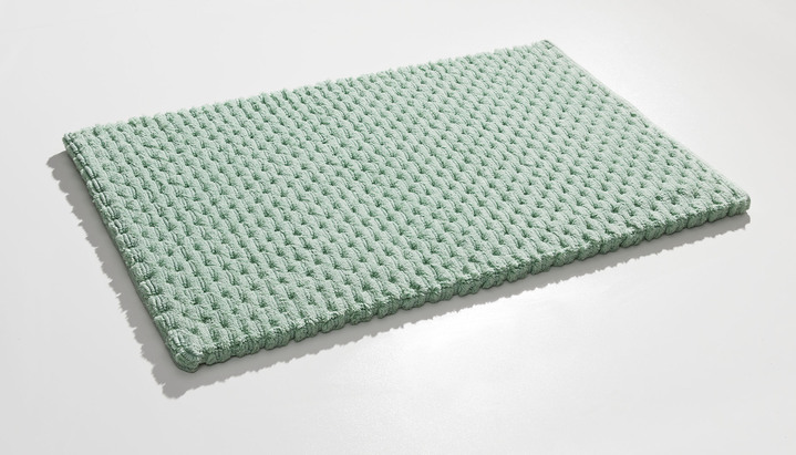 Badmatten - Omkeerbare badkamerset, in Größe 100 (Matje, halfrond 50/80 cm) bis 110 (set voor hangend toilet, 2-delig), in Farbe CARIBISCH GROEN Ansicht 1