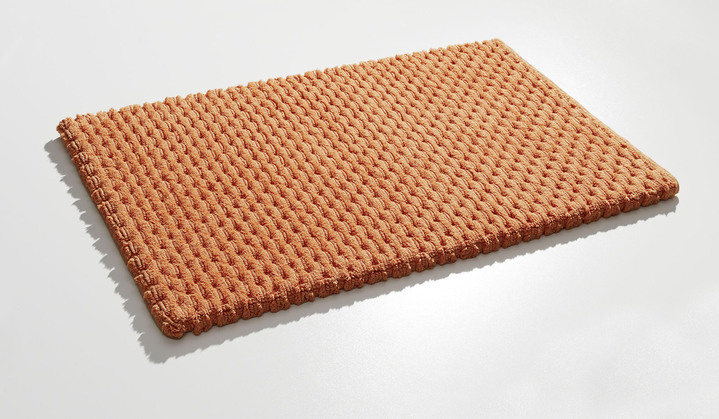 Badmatten - Omkeerbare badkamerset, in Größe 100 (Matje, halfrond 50/80 cm) bis 110 (set voor hangend toilet, 2-delig), in Farbe MANDARIJN Ansicht 1