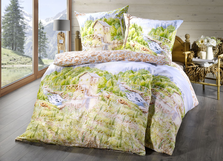 Beddengoed - Beddengoedset aan beide zijden bedrukt met een landschapsmotief, in Größe 111 (40/80 cm + 135/200 cm) bis 114 (80/80 cm + 155/200 cm), in Farbe MEERKLEURIG Ansicht 1