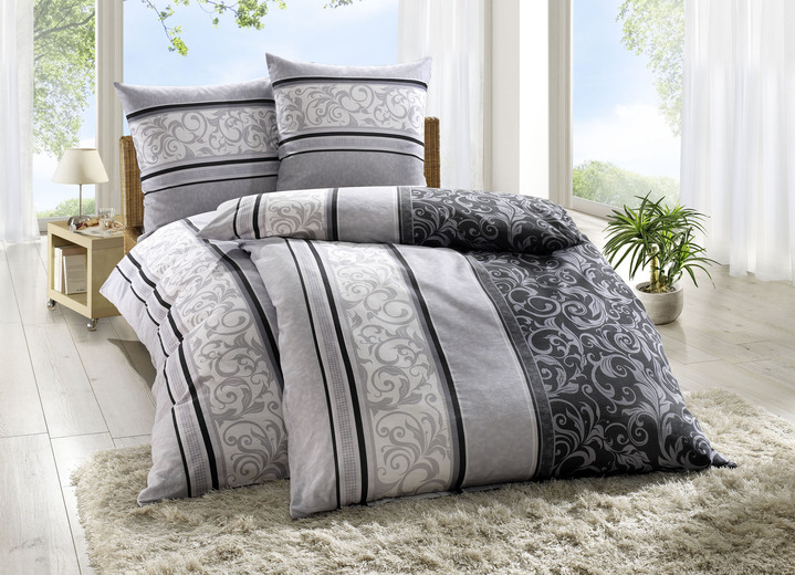 Beddengoed - Renforcé beddengoedset van Dobnig, in Größe 111 (40/80 cm + 135/200 cm) bis 115 (80/80 cm + 155/220 cm), in Farbe GRIJS Ansicht 1