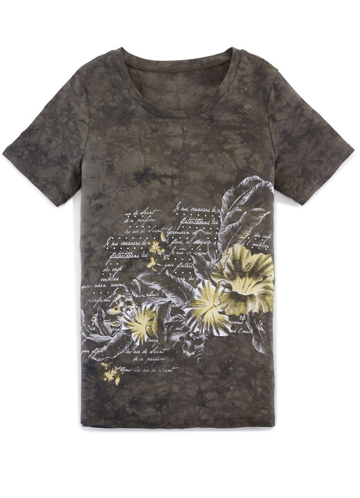 Damesmode - Shirt in acute batik-look in 2 kleuren, in Größe 038 bis 054, in Farbe KAKI Ansicht 1