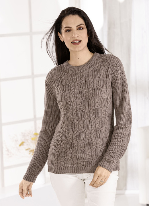 Basics - Trui van een gebreide mix, in Größe 036 bis 052, in Farbe TAUPE Ansicht 1