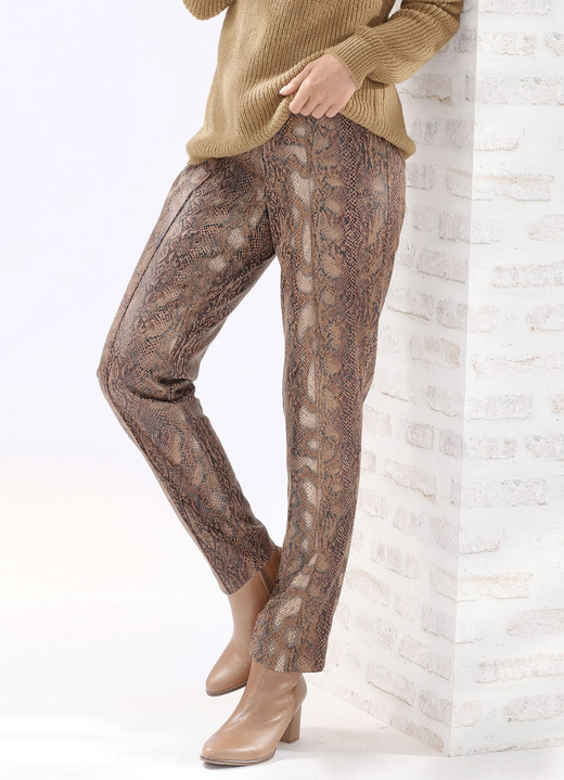 - Broek in reptiellook, in Größe 017 bis 052, in Farbe COGNAC-ZWART-GOUDKLEURIG Ansicht 1
