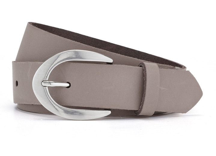 Riemen - Elegante leren damesriem, 3 cm breed, in Größe 100 bis 110, in Farbe TAUPE Ansicht 1