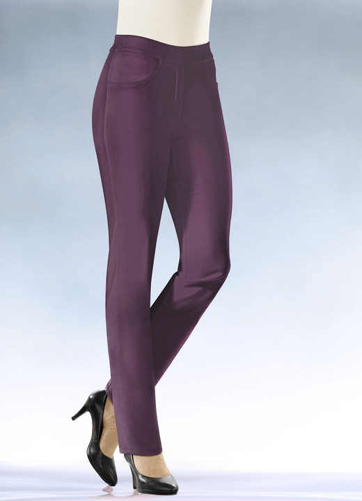 Broeken met elastische band - Zachte stretchbroek met een comfortabele pull-on stijl, in Größe 017 bis 052, in Farbe BORDEAUX Ansicht 1