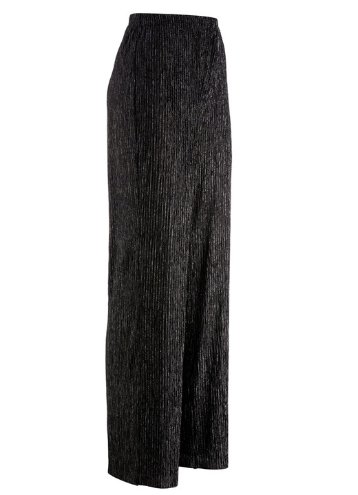 Broeken met elastische band - Elegante, glanzende broek Broeken met elastische band - Elegante, glanzende broek, in Größe 018 bis 056, in Farbe ZWART
