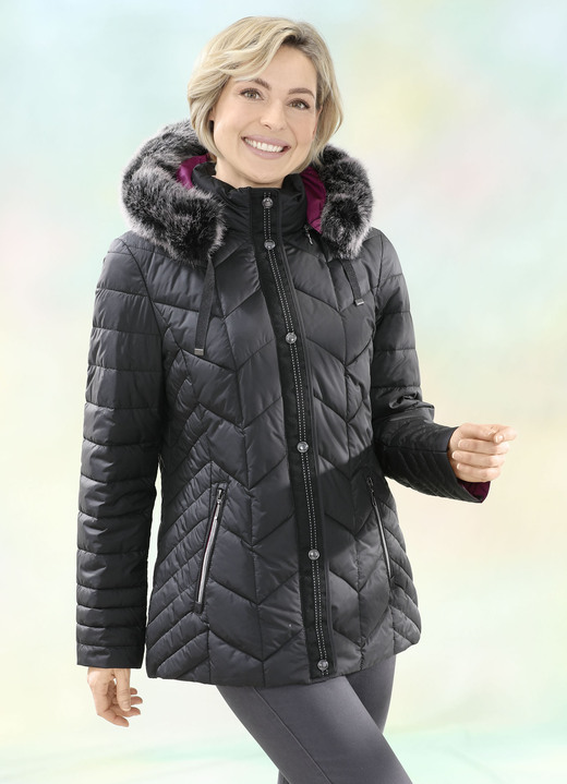 Winterjassen - Jas met afneembare capuchon, in Größe 034 bis 052, in Farbe ZWART Ansicht 1