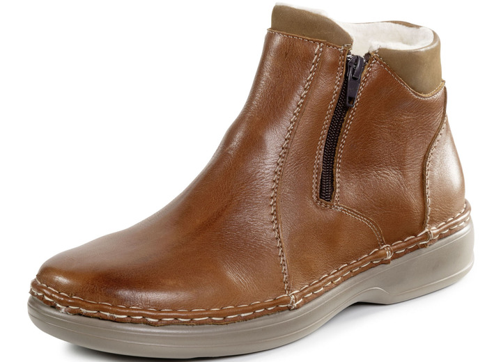 Laarsjes - GINO GALANTE, gevoerde heren enkellaarsjes, winterschoenen, met wol Laarsjes - GINO GALANTE, gevoerde heren enkellaarsjes, winterschoenen, met wol, in Größe 040 bis 046, in Farbe COGNAC