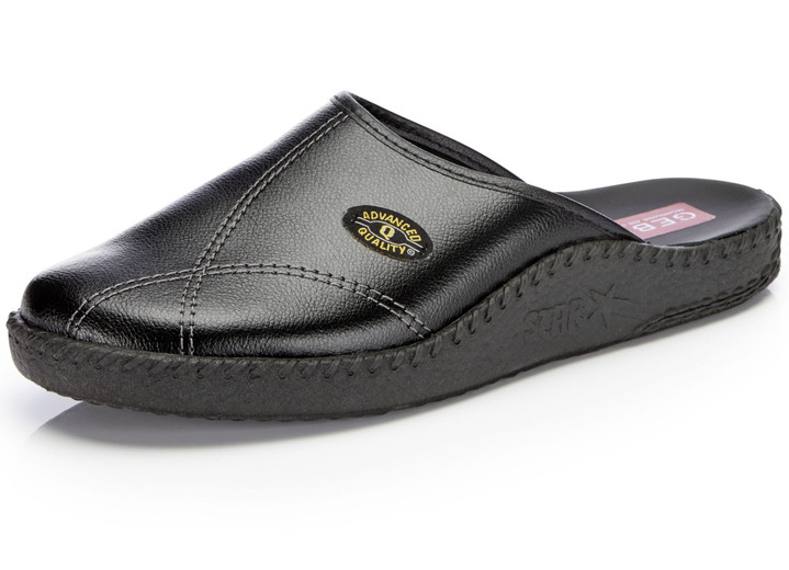 Huisschoenen - Klassieke herenmuiltjes met anatomisch gevormd voetbed Huisschoenen - Klassieke herenmuiltjes met anatomisch gevormd voetbed, in Größe 039 bis 046, in Farbe ZWART