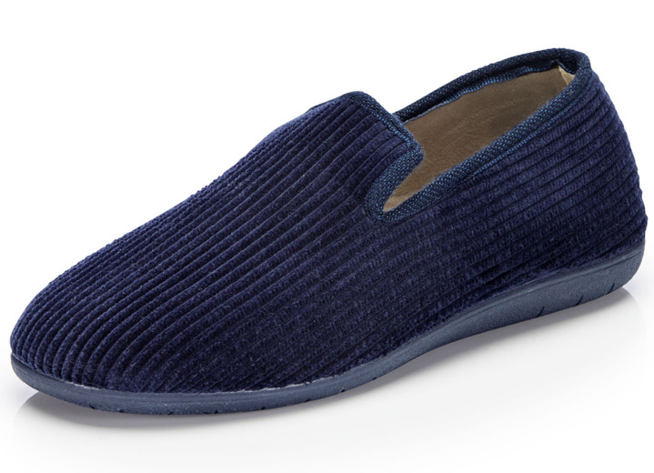 Huisschoenen - Pantoffels van textiel in corduroy-look Huisschoenen - Pantoffels van textiel in corduroy-look, in Größe 040 bis 046, in Farbe MARINE