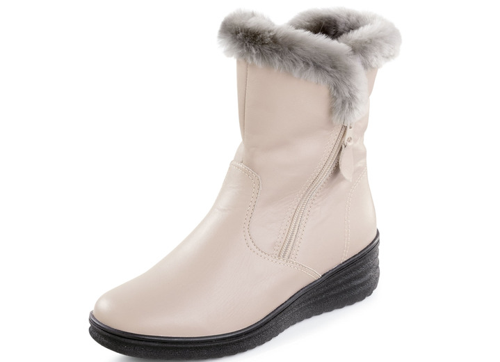 Laarzen & laarsjes - ELENA EDEN, gevoerde dames enkellaarsjes, winterschoenen, breedte H, met lamsvacht, in Größe 036 bis 041, in Farbe BEIGE Ansicht 1