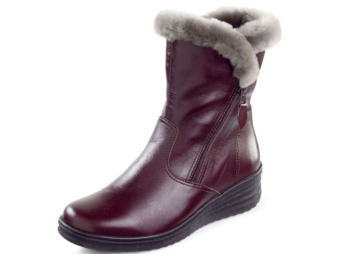 Laarzen & laarsjes - ELENA EDEN, gevoerde dames enkellaarsjes, winterschoenen, breedte H, met lamsvacht, in Größe 036 bis 041, in Farbe BORDEAUX Ansicht 1
