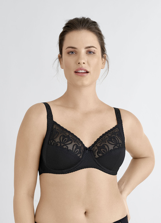 Beugel-BH - Felina beugelbh met elastische borduurkant, in Größe 075 bis 105, in Cup C, in Farbe ZWART Ansicht 1