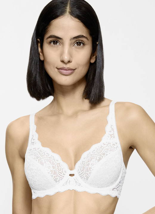Beugel-BH - Triumph Amourette beugelbeha van delicate elastische kant, in Größe 075 bis 100, in Cup B, in Farbe WEISS Ansicht 1