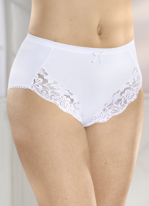 Slip - Set van drie slips met elastische kant, in Größe 036 bis 050, in Farbe WIT Ansicht 1
