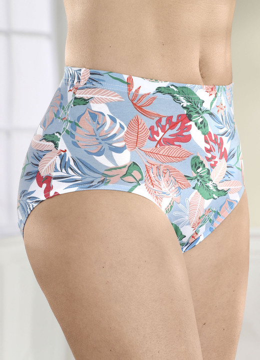Slip - Pak van vier slips met printmotief, in Größe 038 bis 056, in Farbe BLAUW-ABRIKOOS-KLEURRIJK Ansicht 1