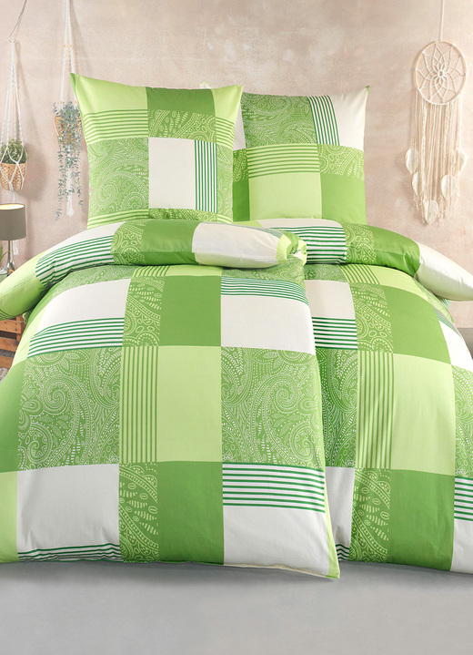 Beddengoed - Gezellige beddengoedset, in Größe 112 (80/80 cm + 135/200 cm) bis 115 (80/80 cm + 155/220 cm), in Farbe GROEN Ansicht 1