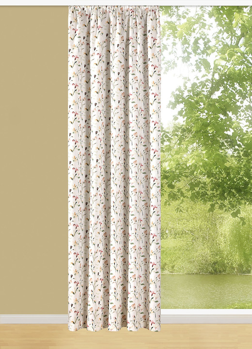 - Bovengordijn met bloemdessin en universele railtape, in Größe 358 (H 145 x B 140 cm) bis 456 (H 245 x B 140 cm), in Farbe NATUREL Ansicht 1