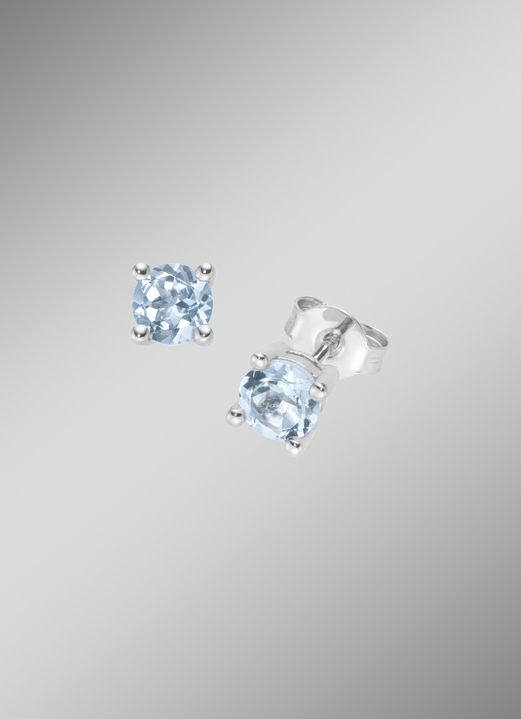 Oorsieraad - Tijdloze elegantie: Oorknopjes met ring. blauwe topaas, in Farbe  Ansicht 1