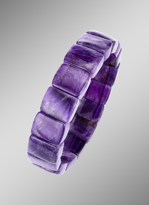 Armbanden - Elastische armband met amethist, in Farbe NEE Ansicht 1