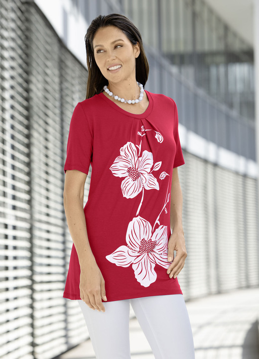 - Lang shirt met contrastprint in 2 kleuren, in Größe 038 bis 056, in Farbe ROOD