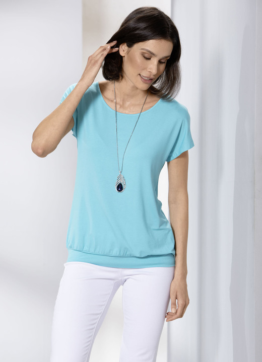 Korte mouw - Shirttuniek met elastaan, in Größe 036 bis 052, in Farbe TURQUOISE Ansicht 1