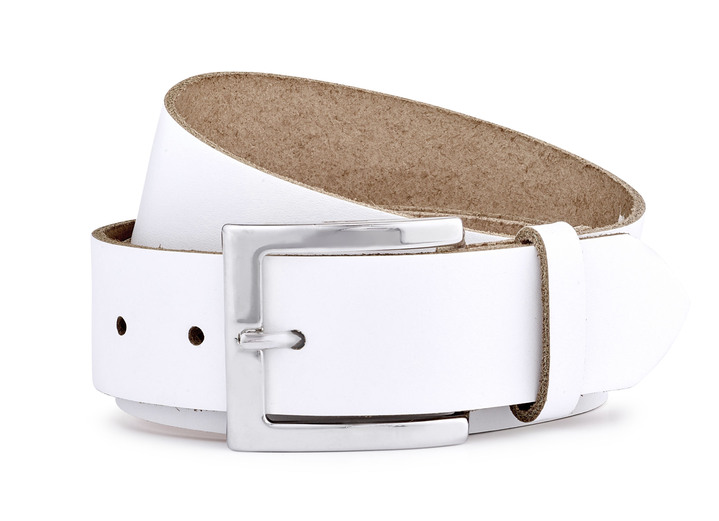 Riemen - Trendy leren damesriem, 3,5 cm breed, in Größe 100 bis 120, in Farbe WIT Ansicht 1